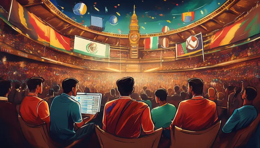 Packed cricket stadium crowd during live session betting